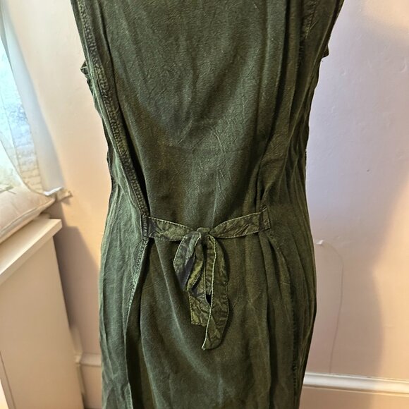 Magic Wms Olive Green Long Embroidered Sleeveless Dress size Med - Picture 7 of 10